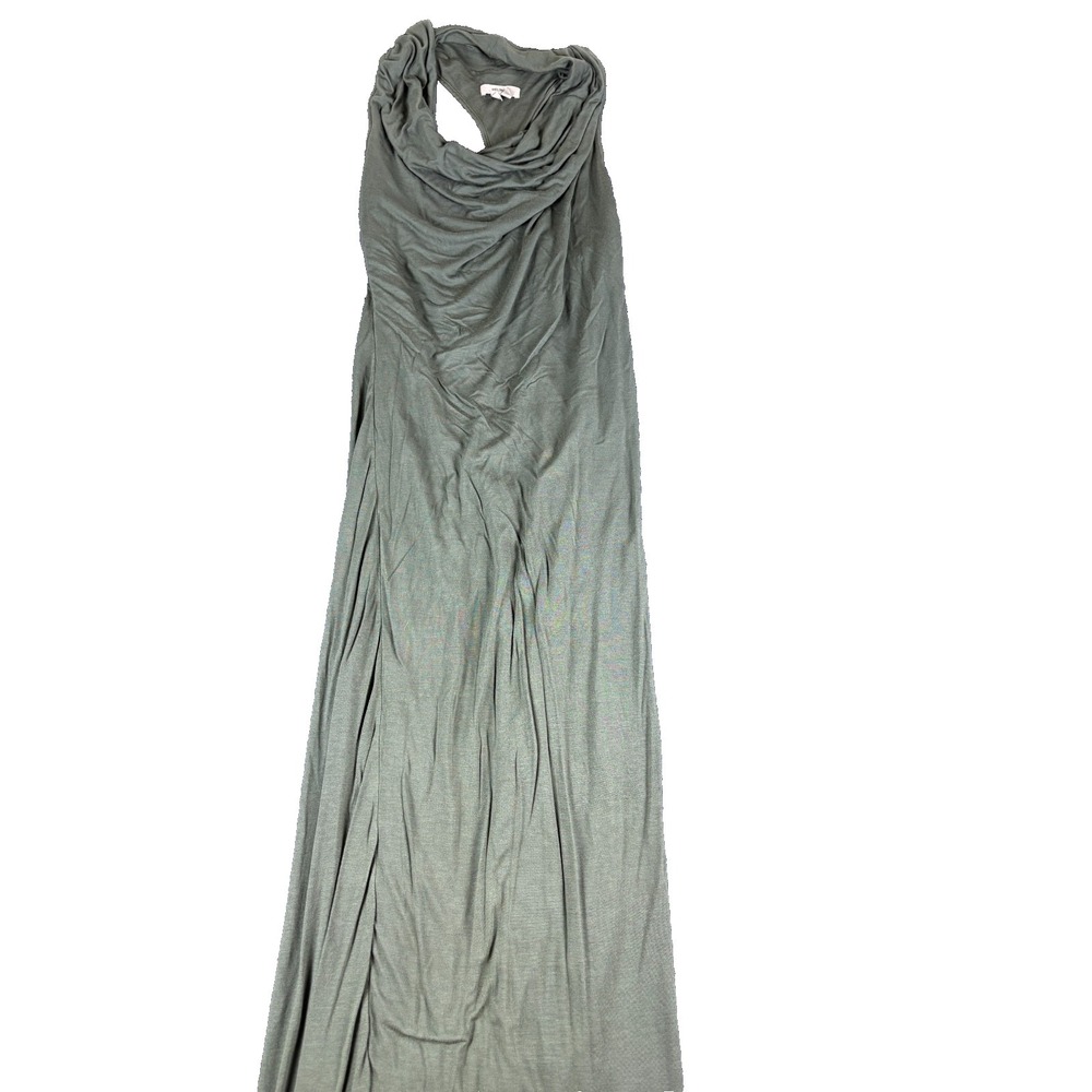 Helmut Lang Maxi Dress Womens XS Olive Green Modal Cowl Neck Draped Racerback